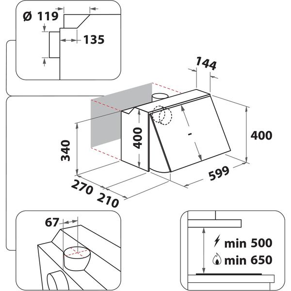 Hotpoint-HOOD-Built-in-PAEINT-66F-LS-W-White-Built-in-Mechanical-Technical-drawing