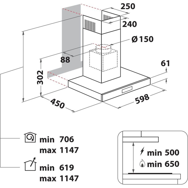 Hotpoint-HOOD-Built-in-PHBS6.7FLLIX-Inox-Wall-mounted-Electronic-Technical-drawing