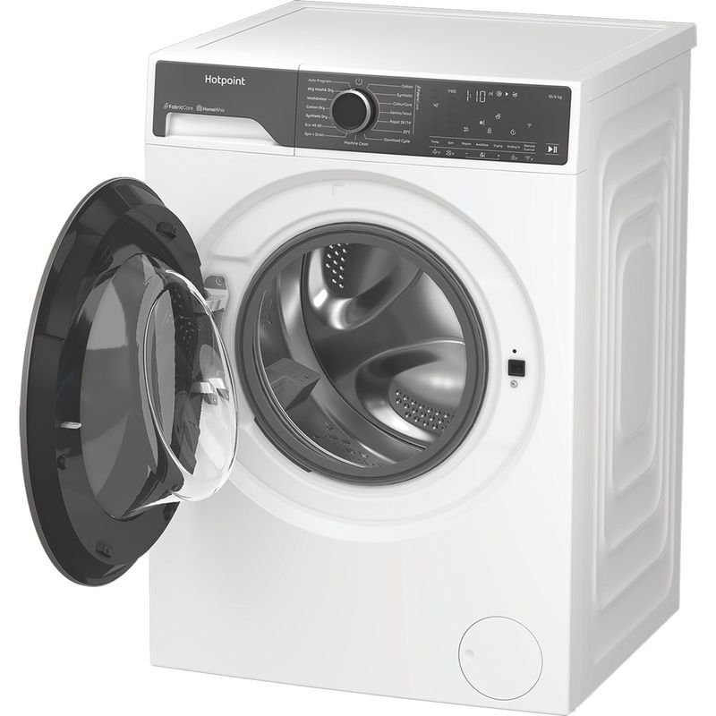 Hotpoint-Washer-dryer-Freestanding-HPD-1093A-CARE-UK-White-Front-loader-Perspective-open