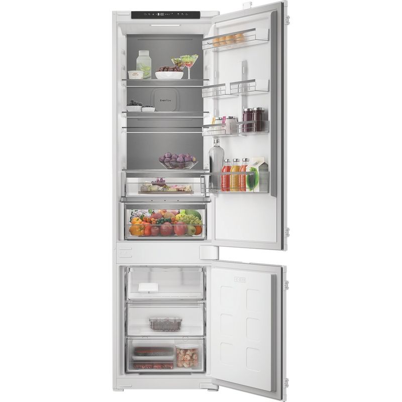 Hotpoint-Fridge-Freezer-Built-in-HPK2-5322-B4UK-Zinc-Metal-2-doors-Lifestyle-frontal-open
