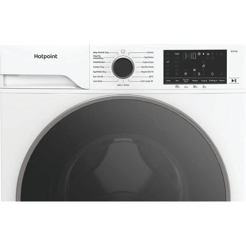 Hotpoint-Washer-dryer-Freestanding-HBD-8680-ANTI-STAIN-UK-White-Front-loader-Control-panel