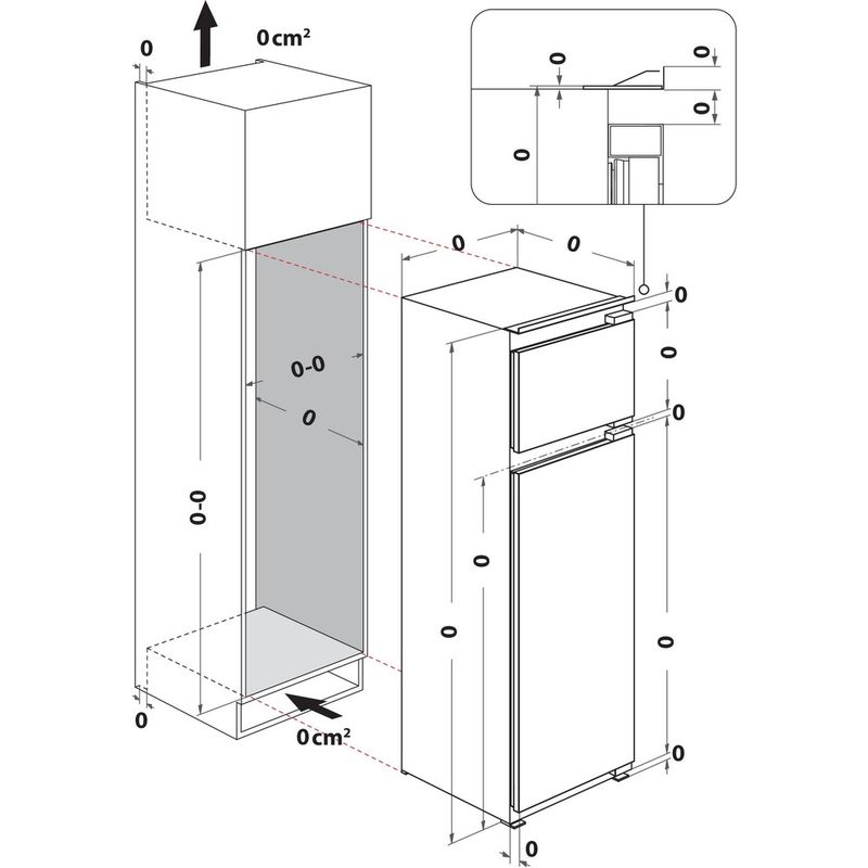 Hotpoint Fridge Freezer Freestanding HPK 26412 XR5UKE1 ARC 764 Manhattan Gray 2 doors Technical drawing