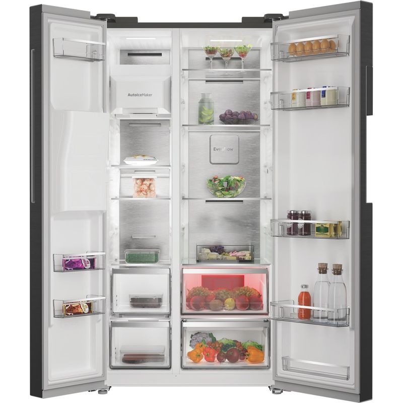 Hotpoint Side-by-Side Freestanding HPG2 9643IB XR4UK ARC 764 Manhattan Gray Lifestyle frontal open