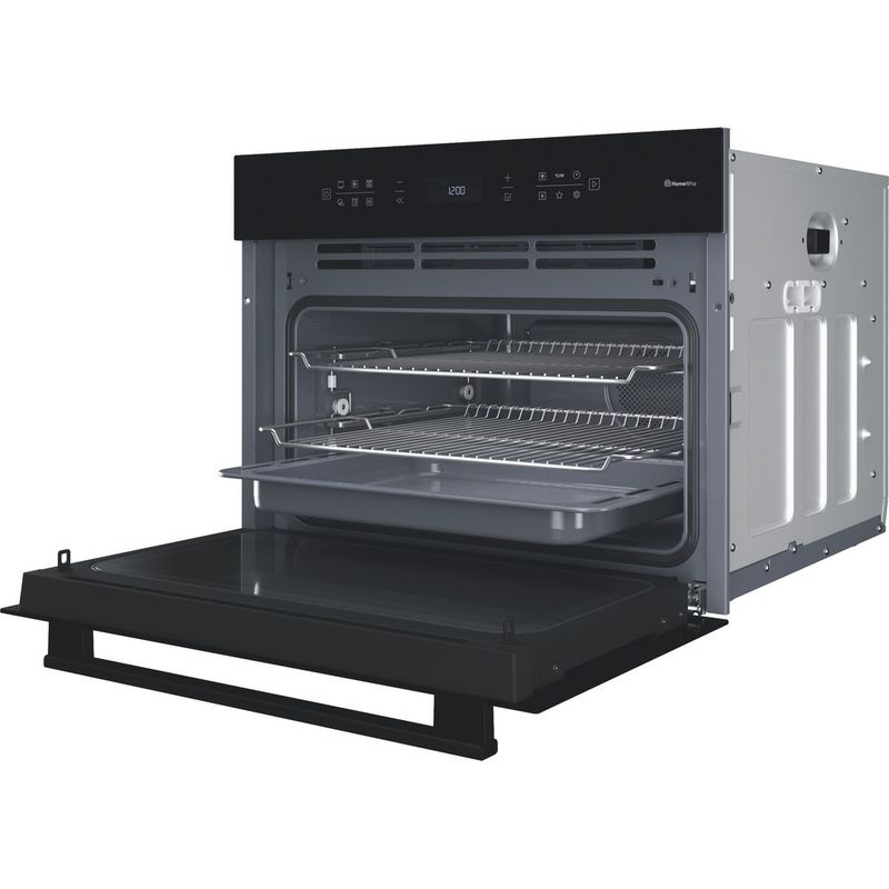 Hotpoint-Microwave-Built-in-HCW6O7HTSBUKC-Black-Electronic-53-MW-Combi-950-Perspective-open