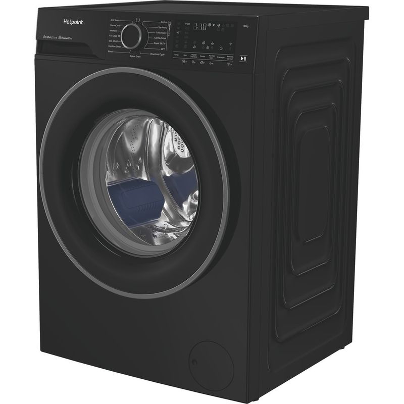 Hotpoint-Washing-machine-Freestanding-HB103WBCAREUK-Black-Front-loader-A-Perspective