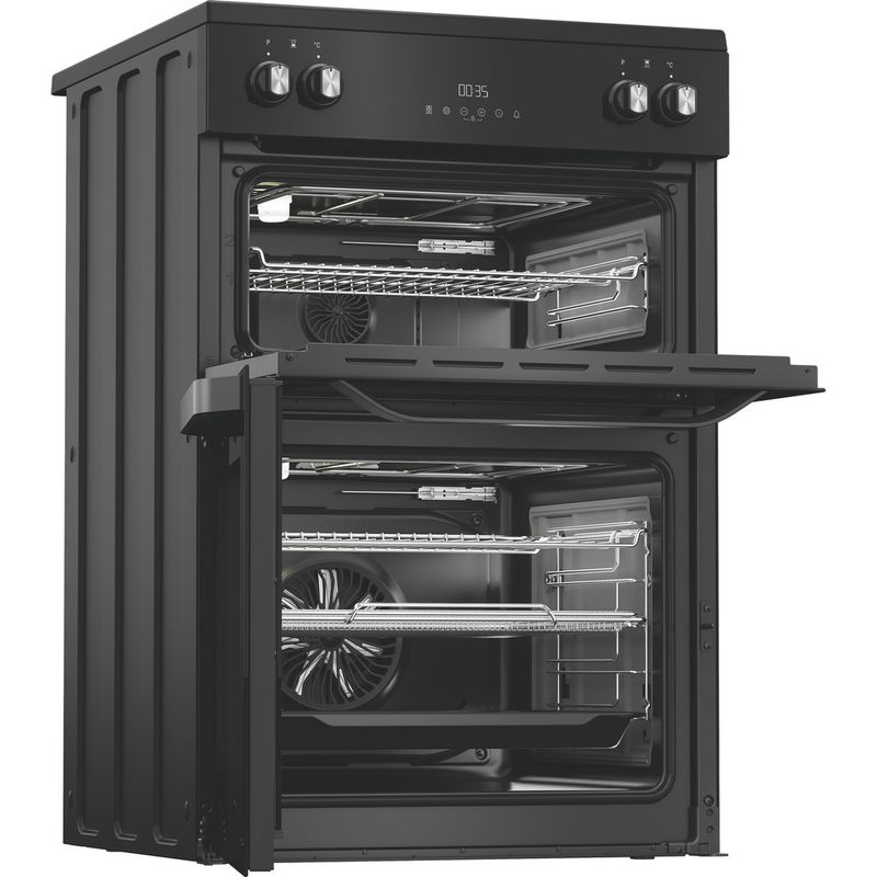 Hotpoint-Cooker-HDME6VDC2AB-Black-Electric-Perspective-open