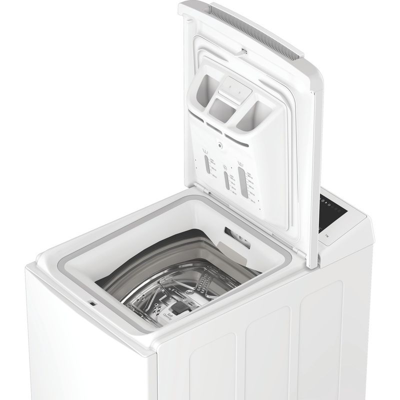 Hotpoint Washing machine Freestanding TH 721M ANTI STAIN UK White Top loader A Perspective open