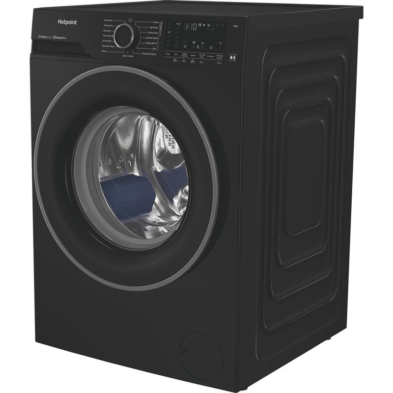 Hotpoint-Washing-machine-Freestanding-HB123WBCAREUK-Black-Front-loader-A-Perspective
