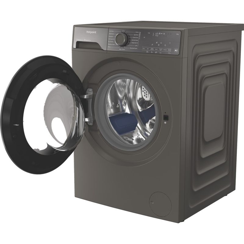 Hotpoint-Washing-machine-Freestanding-HB123WGCAREUK-Manhattan-Grey-Front-loader-A-Perspective-open
