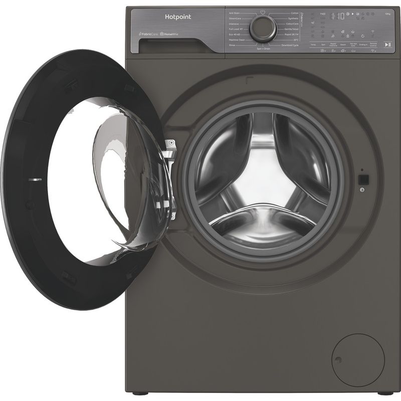 Hotpoint-Washing-machine-Freestanding-HB123WGCAREUK-Manhattan-Grey-Front-loader-A-Frontal-open