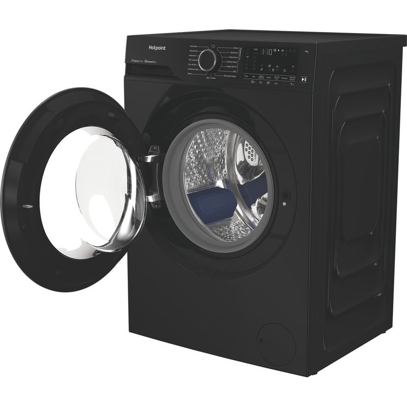 Hotpoint Washing machine Freestanding HB93WBCAREUK Black Front loader A Perspective open