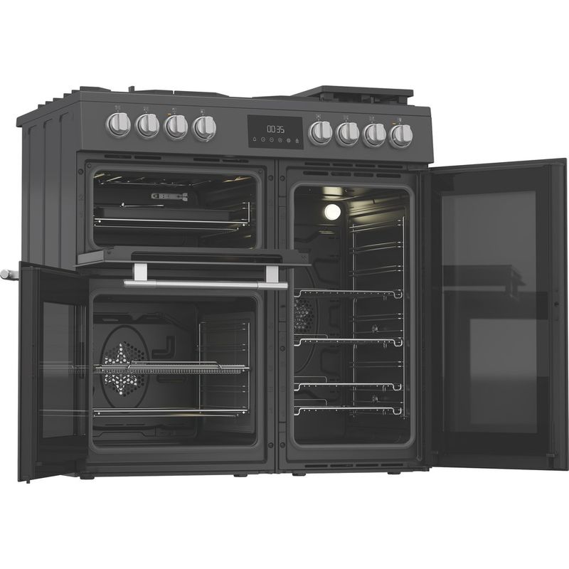 Hotpoint-Double-Cooker-RH90FA20A-Antracite-A-Perspective-open