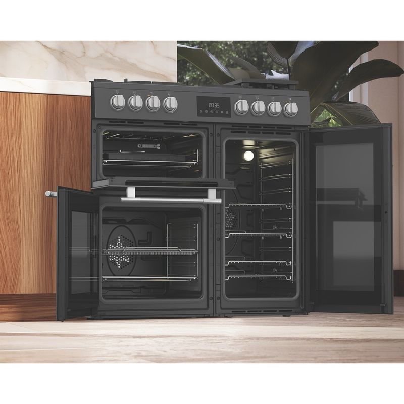 Hotpoint-Double-Cooker-RH90FA20A-Antracite-A-Lifestyle-perspective-open