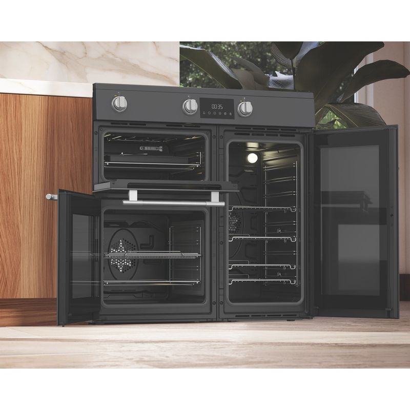 Hotpoint-Double-Cooker-RH90IA20A-Antracite-A-Lifestyle-perspective-open