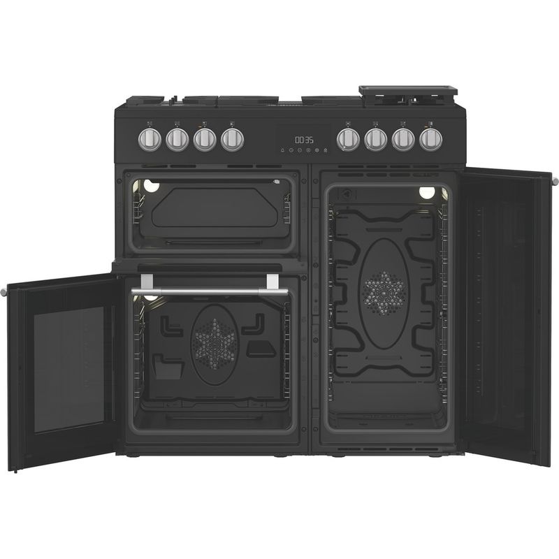 Hotpoint-Double-Cooker-RH90FA20B-Black-A-Frontal-open