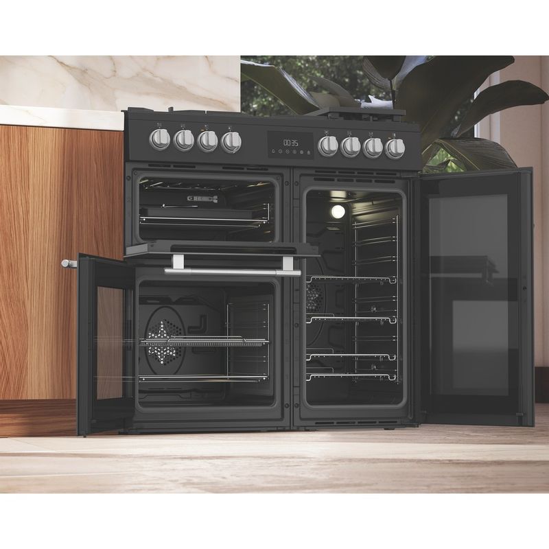 Hotpoint-Double-Cooker-RH90FA20B-Black-A-Lifestyle-perspective-open