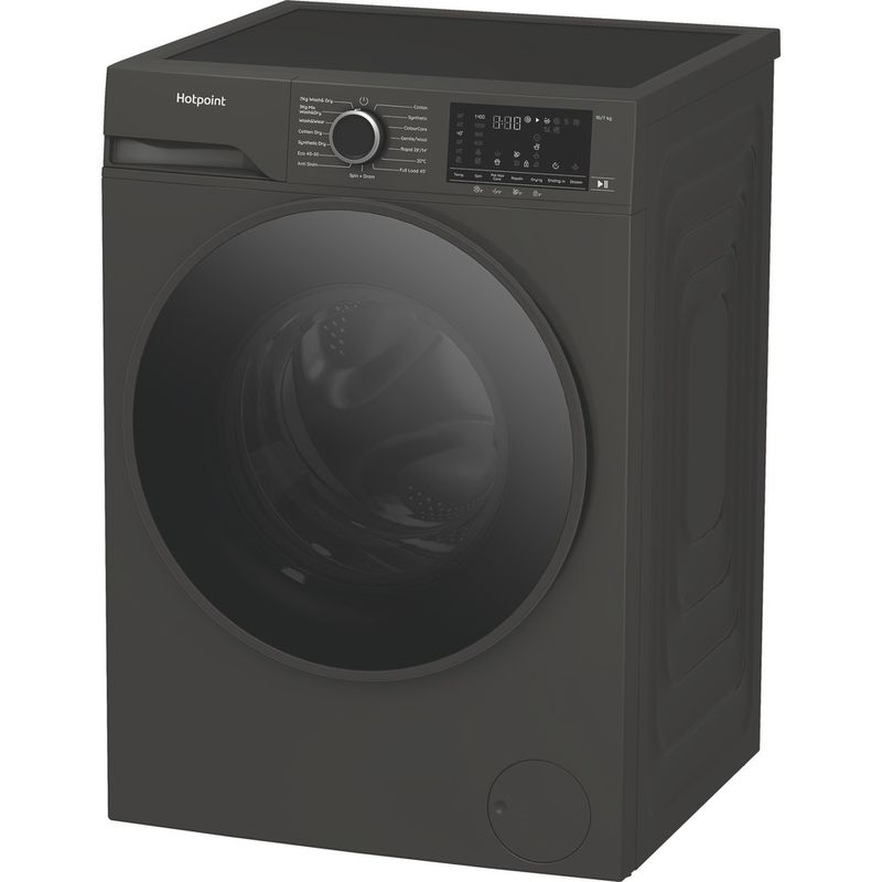 Hotpoint-Washer-dryer-Freestanding-HBD-1781G-ANTISTAIN-UK-Manhattan-Grey-Front-loader-Perspective