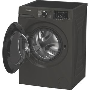 Hotpoint-Washer-dryer-Freestanding-HBD-1781G-ANTISTAIN-UK-Manhattan-Grey-Front-loader-Perspective-open