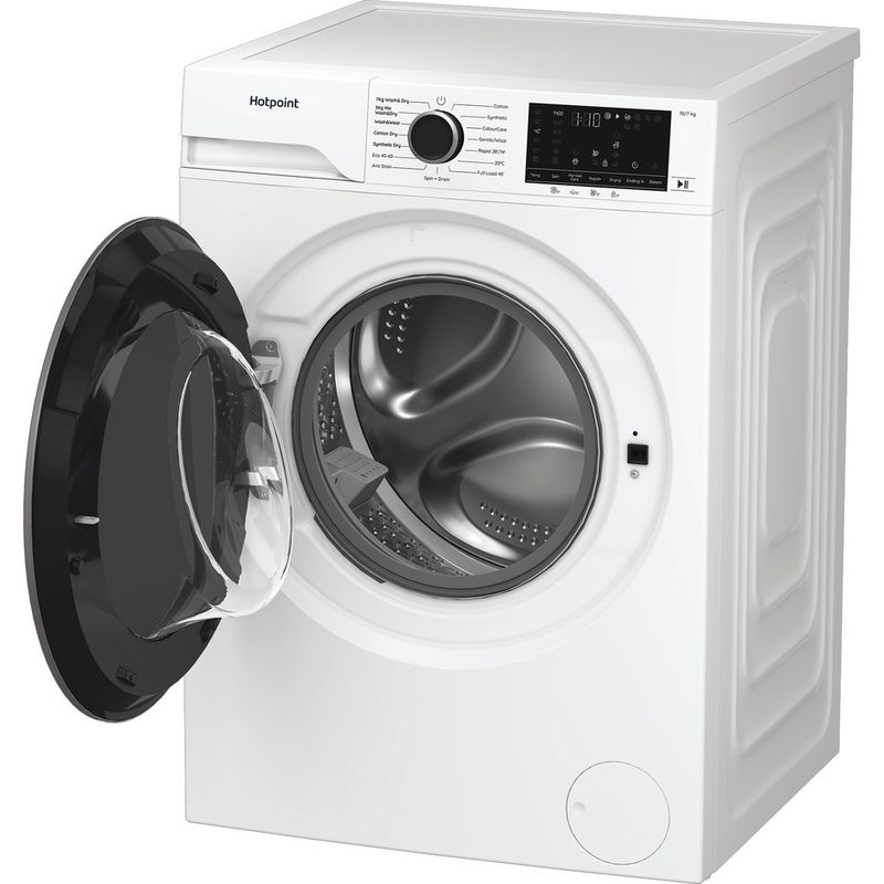 Hotpoint-Washer-dryer-Freestanding-HBD-1781-ANTI-STAIN-UK-White-Front-loader-Perspective-open
