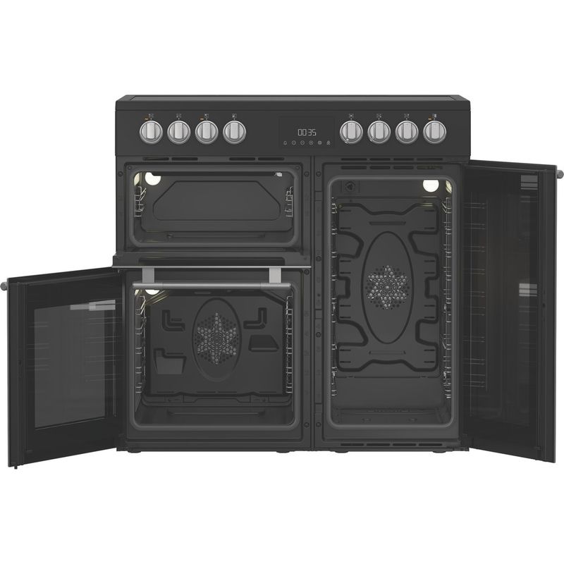 Hotpoint-Double-Cooker-RH90CA20B-Black-A-Frontal-open