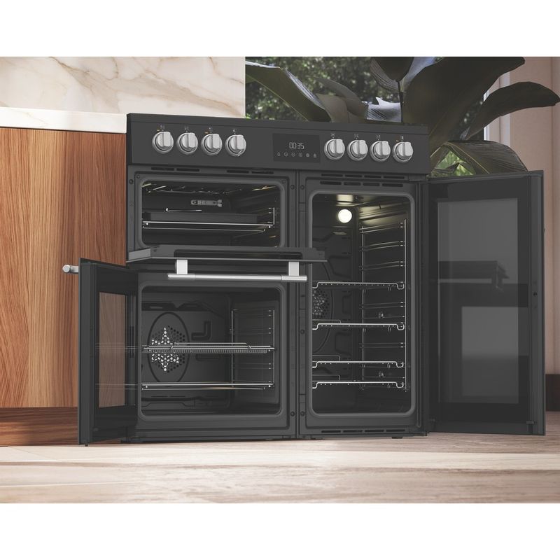 Hotpoint-Double-Cooker-RH90CA20B-Black-A-Lifestyle-perspective-open