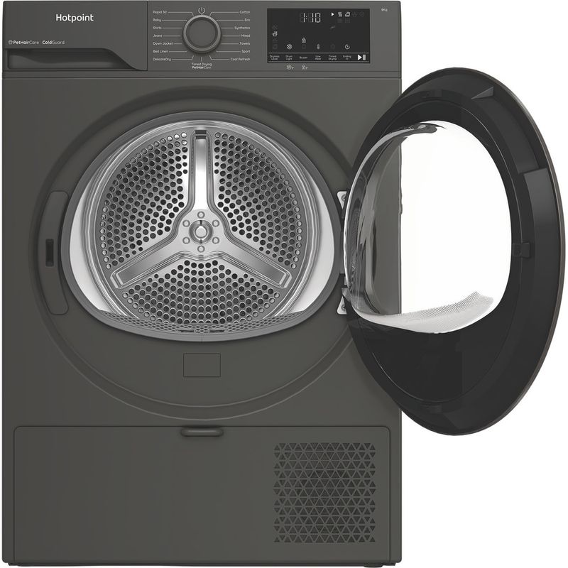 Hotpoint Dryer C HSD 83M GG UK Manhattan Gray Frontal open