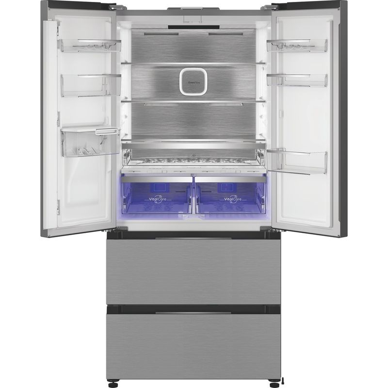 Hotpoint-Fridge-Freezer-Freestanding-HPG2-6514W-XP5UK-New-Silver-–-ARC-1035-3-doors-Frontal-open