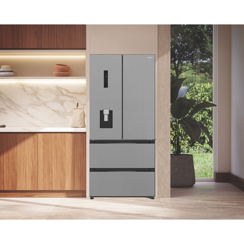 Hotpoint-Fridge-Freezer-Freestanding-HPG2-6514W-XP5UK-New-Silver-–-ARC-1035-3-doors-Lifestyle-frontal