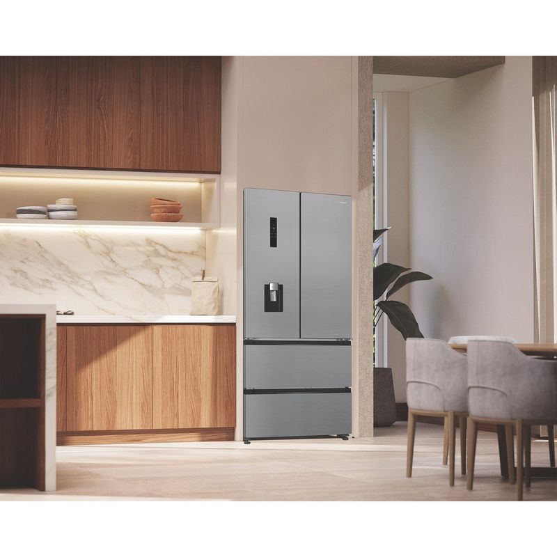 Hotpoint-Fridge-Freezer-Freestanding-HPG2-6514W-XP5UK-New-Silver-–-ARC-1035-3-doors-Lifestyle-perspective