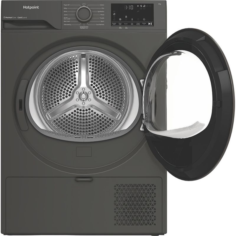 Hotpoint-Dryer-C-HSD-84M-GG-UK-Manhattan-Gray-Frontal-open