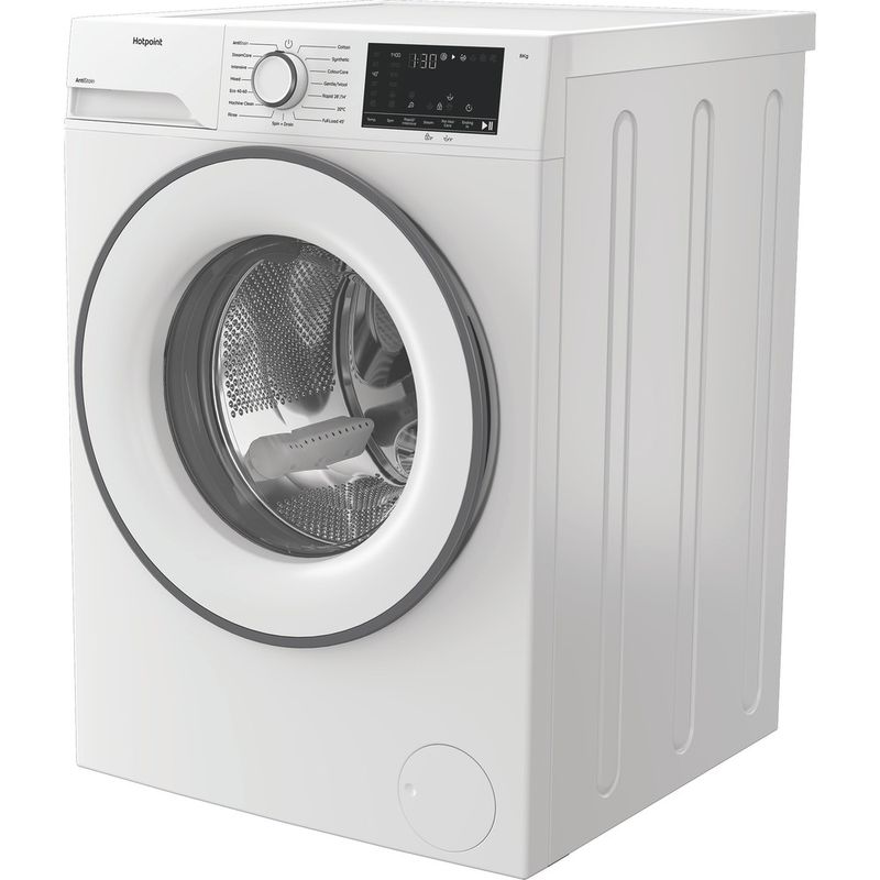Hotpoint-Washing-machine-Freestanding-HVM842WUK-White-Front-loader-A-Perspective