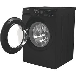 Hotpoint-Washing-machine-Freestanding-HVM842BUK-Black-Front-loader-A-Perspective-open