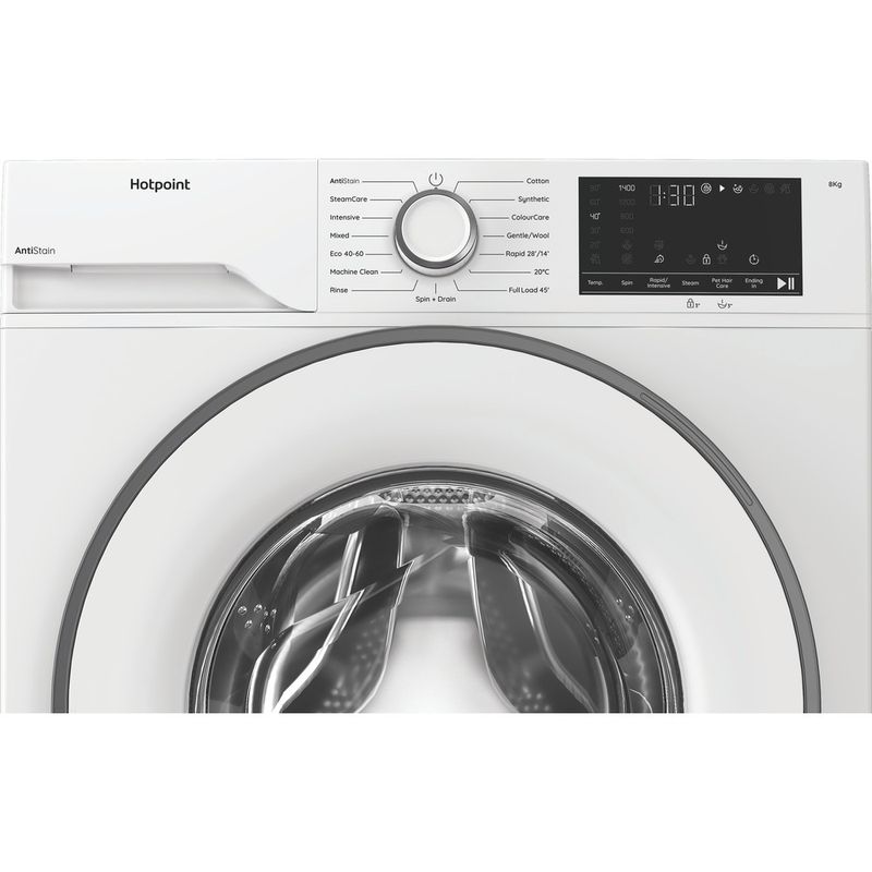 Hotpoint-Washing-machine-Freestanding-HVM842WUK-White-Front-loader-A-Control-panel