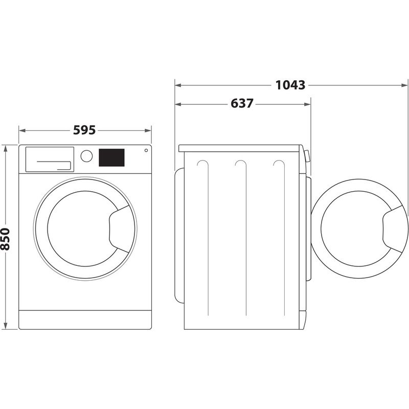 Hotpoint-Washing-machine-Freestanding-HVM842WUK-White-Front-loader-A-Technical-drawing